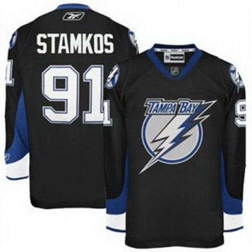 durable Tampa Bay Lightning 91 Steven Stamkos Black NHL Hockey Jersey